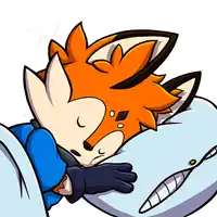 a cartoon of a fox sleeping on a pillow with his eyes closed