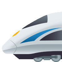 a cartoon drawing of a bullet train with a blue and yellow stripe on the side