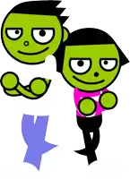 a boy and a girl are standing next to each other with their arms crossed