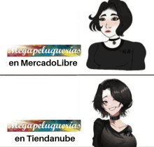 a picture of a girl with the words megapeluquerias en mercadolibre on the bottom