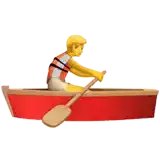 a man in a life jacket is rowing a boat with a paddle .