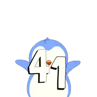 a penguin with the number 41 on it 's chest