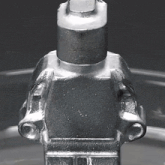 a close up of a silver lego figure