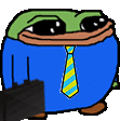 a cartoon frog wearing a blue suit and tie .