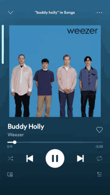 weezer 's album buddy holly is being played on a spotify app