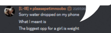 a screenshot of a discord conversation between l-iii and pleasepetimnoobo