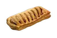 a pastry that looks like a hot dog with a white background