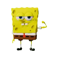 a spongebob squarepants cartoon character with blue eyes and black legs