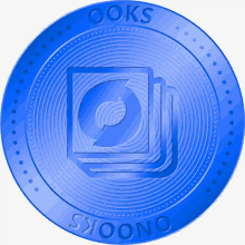 a blue coin that says ' ooks sioono ' on it