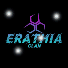 a logo for erathia clan with a purple and blue geometric design