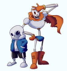 a cartoon drawing of two skeletons standing next to each other