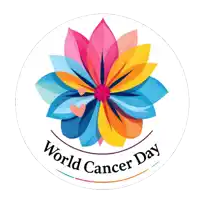 a logo for world cancer day with a colorful flower in the center