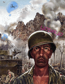 a painting of a man in a military uniform with the word ai-sekai on the bottom