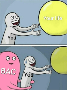a cartoon of a person reaching for a yellow ball with the words your life written on it