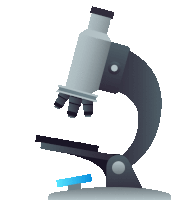 an illustration of a microscope with a blue knob on it