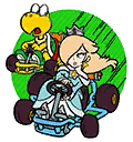 a cartoon of a princess riding a kart with a turtle .