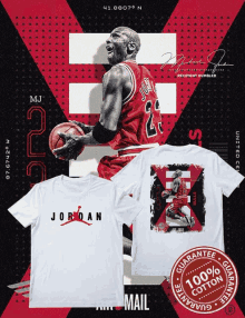 a t-shirt with a picture of michael jordan on the front