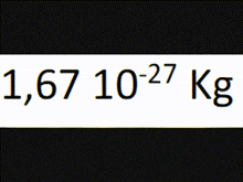 a black and white sign that says 1,67 10-27 kg