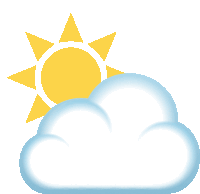 a cartoon illustration of a cloud with a sun in the background