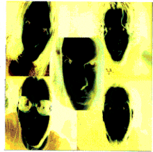 a collage of four images of a person 's faces