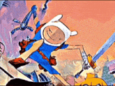 a cartoon drawing of finn from adventure time holding a sword in his hand