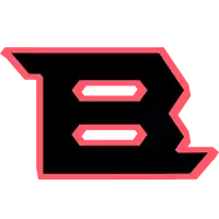 a black letter b with a red border