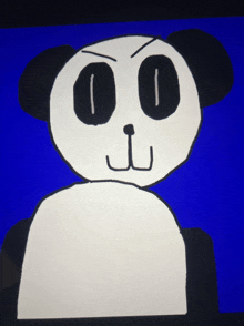 a drawing of a panda bear with black eyes and a white nose