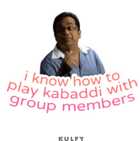 a man giving the middle finger with the words i know how to play kabaddi with group members