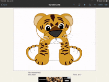 a cartoon of a tiger is displayed on a screen with the words my gallery