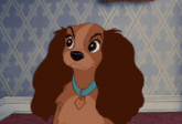 a cartoon dog with a blue collar and a tag that says ' lady ' on it