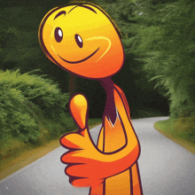 a cartoon character is giving a thumbs up