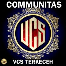 a logo for communities vcs terkeceh is shown on a blue background