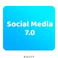 a blue square with white text that says social media 7.0