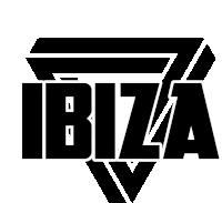 a black and white logo for ibiza with a white background