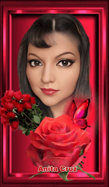 a picture of anita cruz with red roses