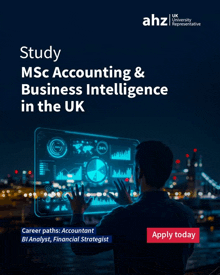 an advertisement for msc accounting & business intelligence in the uk