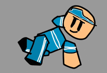 a cartoon character with a headband on his head and a blue shirt