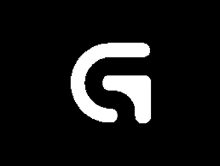 a white g logo on a black background