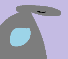 a drawing of a gray object with a blue circle on its back