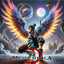 a painting of a woman with wings and the words museumbola