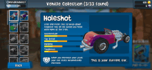 a screenshot of a video game that says vehicle collection 3/33 found