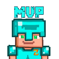 a drawing of a minecraft character with the word mvp on top of it