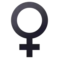 a female symbol with a circle and a cross in it