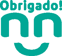 a green logo that says obrigado with a smile