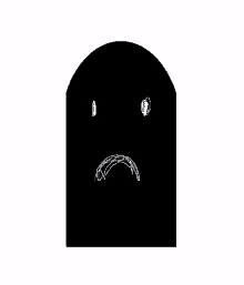 a black and white drawing of a sad face with tears coming out of it 's eyes .