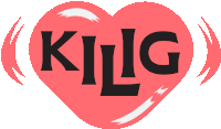 a red heart with the word killg written on it