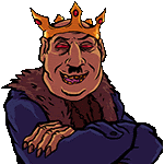 a cartoon of a king with a crown on his head