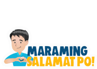 a cartoon of a man making a heart with his hands and the words " maraming salamat po " behind him