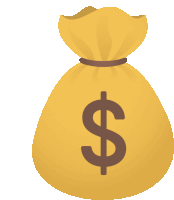 a yellow bag of money with a brown dollar sign on it