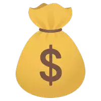 a yellow bag of money with a brown dollar sign on it